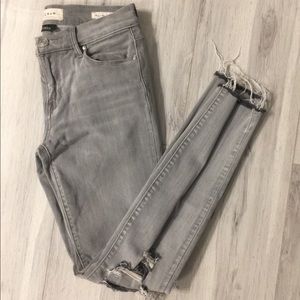 PACSUN GREY DISTRESSED SKINNY ANKLE JEANS